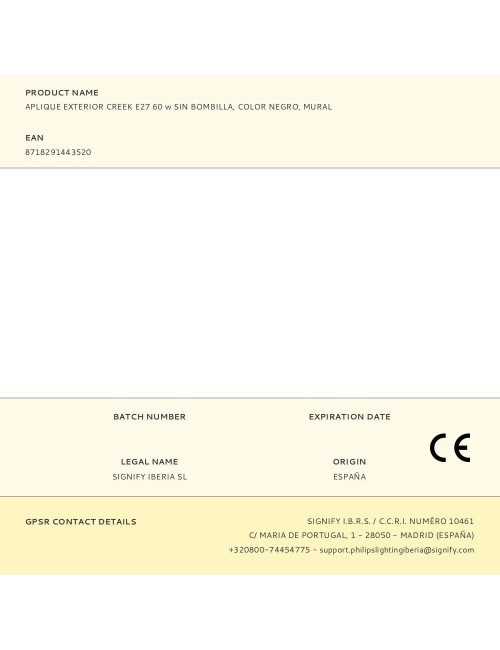 Aplique exterior creek e27 60 w sin bombilla, color negro, mural