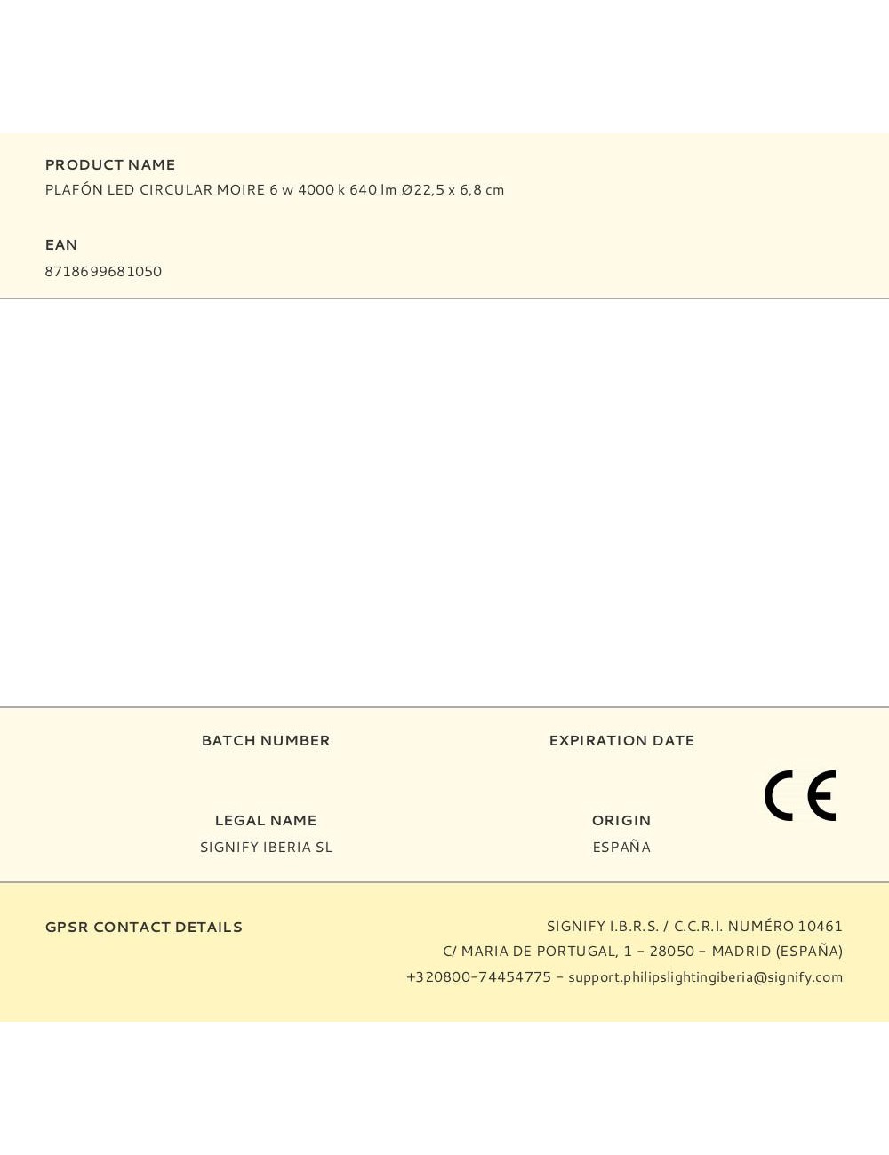 Plafón led circular moire 6 w 4000 k 640 lm ø22,5 x 6,8 cm