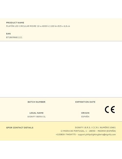 Plafón led circular moire 10 w 4000 k 1100 lm ø25 x 6,8 cm