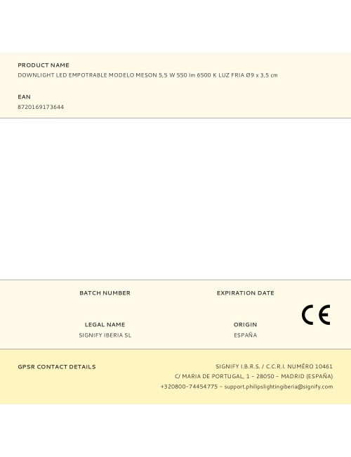 Downlight led empotrable modelo meson 5,5 w 550 lm 6500 k luz fria ø9 x 3,5 cm