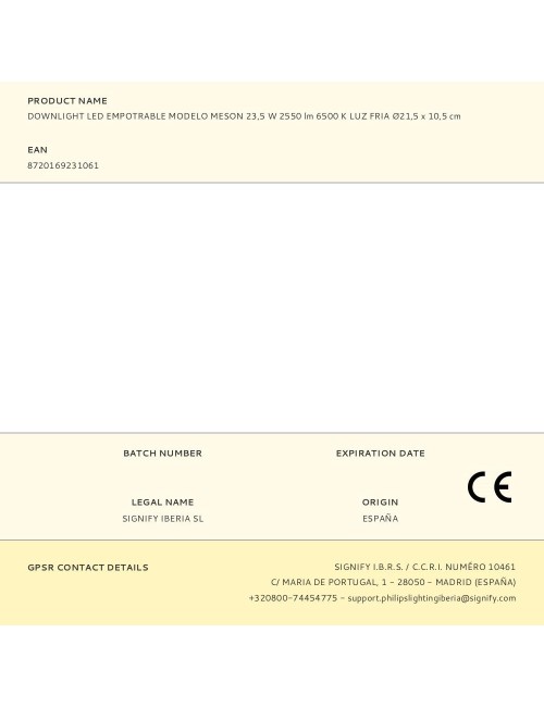 Downlight led empotrable modelo meson 23,5 w 2550 lm 6500 k luz fria ø21,5 x 10,5 cm