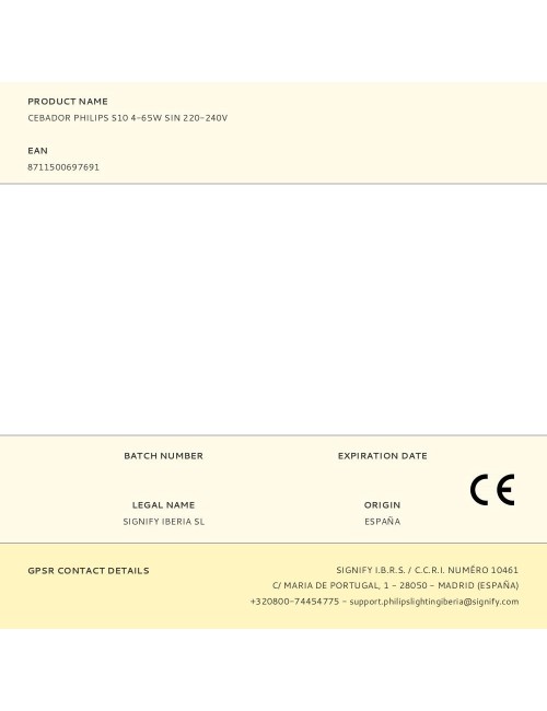 Cebador philips s10 4-65w sin 220-240v