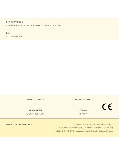 Cebador philips s2 4-22 sin/ser 110-130 v/220-240 v