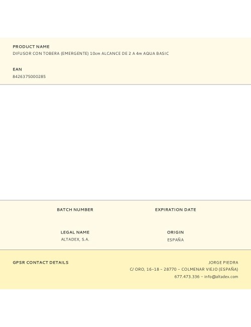 Difusor con tobera (emergente) 10cm alcance de 2 a 4m aqua basic