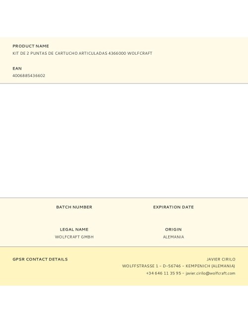 Kit de 2 puntas de cartucho articuladas 4366000 wolfcraft