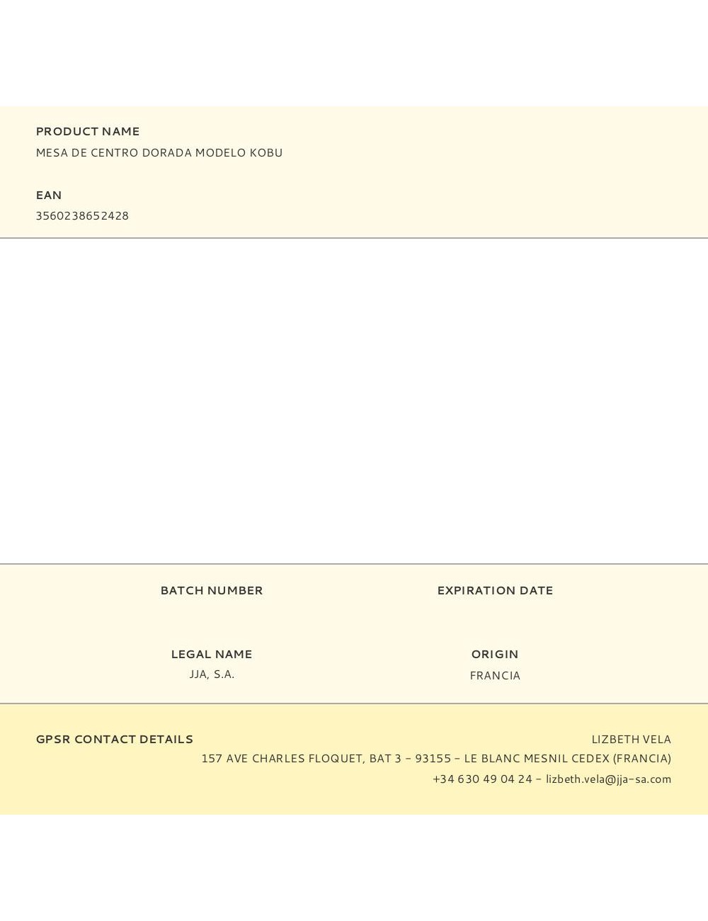 Mesa de centro dorada modelo kobu