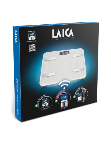 Bascula de baño smart bluetooth con cálculo de la composición corporal, color blanco, máximo 180 kg