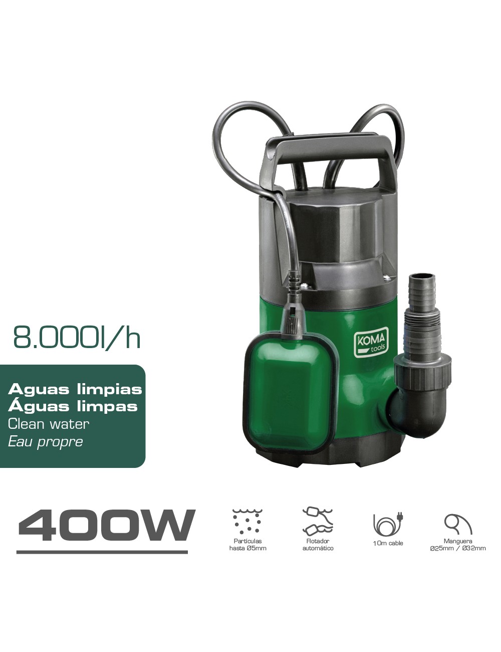 Bomba de drenaje aguas limpias 400 w