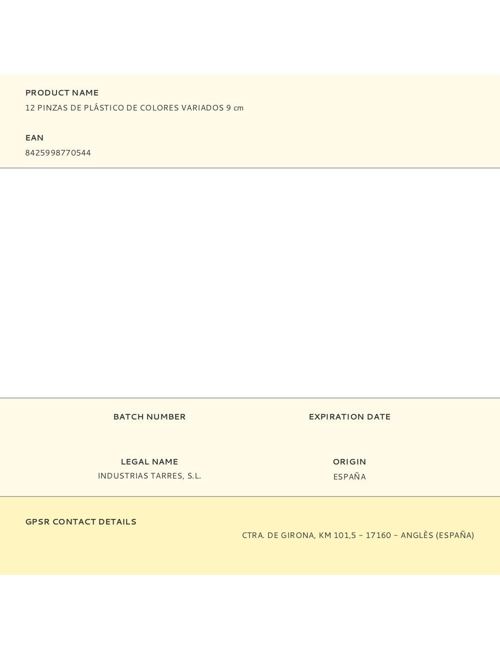 12 pinzas de plástico de colores variados 9 cm