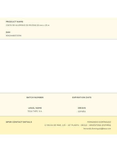 Cinta de aluminio 50 micras 50 mm x 25 m