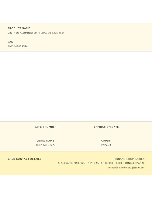 Cinta de aluminio 50 micras 50 mm x 25 m