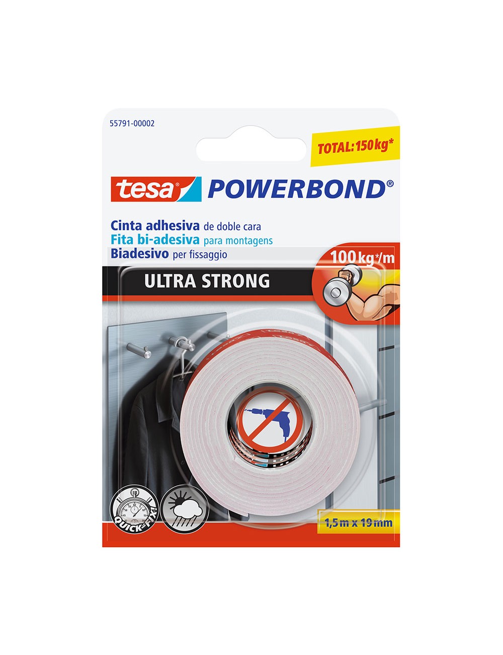 Cinta doble cara extrafuerte 19 mm x 5 m