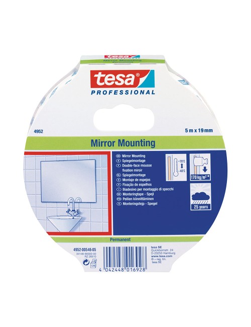Cinta doble cara montaje especial espejos 19 mm x 5 m