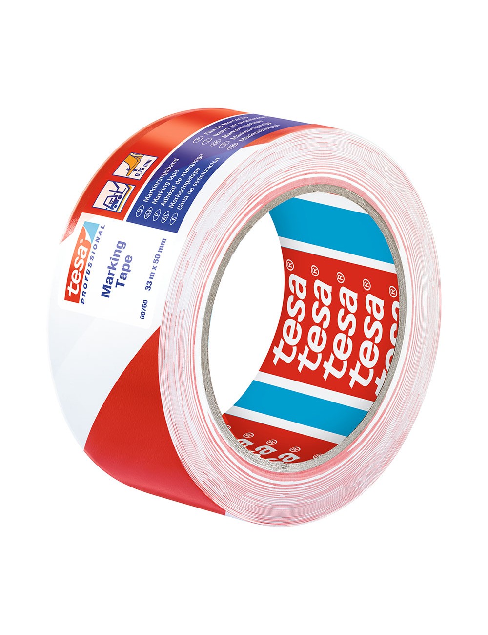 Cinta de balizar adhesiva rojo/blanco 50 mm x 33 m