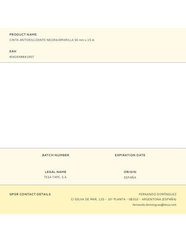 Cinta antideslizante negra/amarilla 50 mm x 15 m