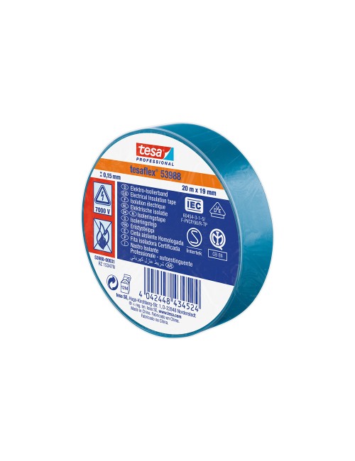Cinta aislante homologada azul 19 mm x 20 m