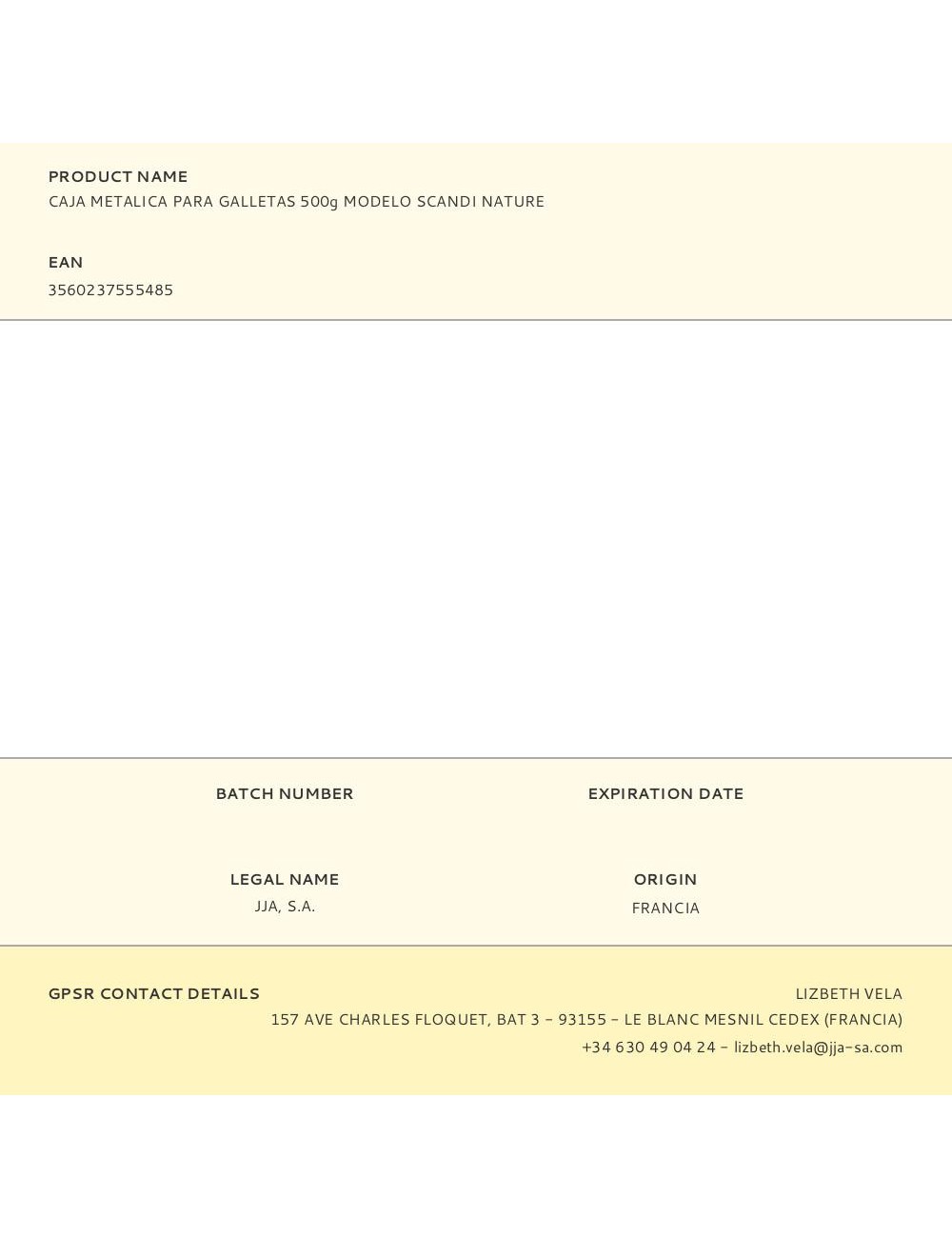 Caja metálica modelo scandi nature para galletas 500 g