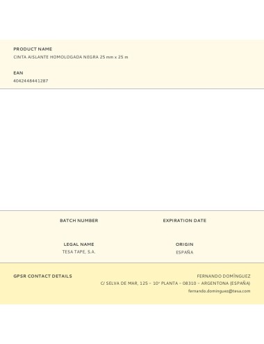 Cinta aislante homologada negra 25 mm x 25 m