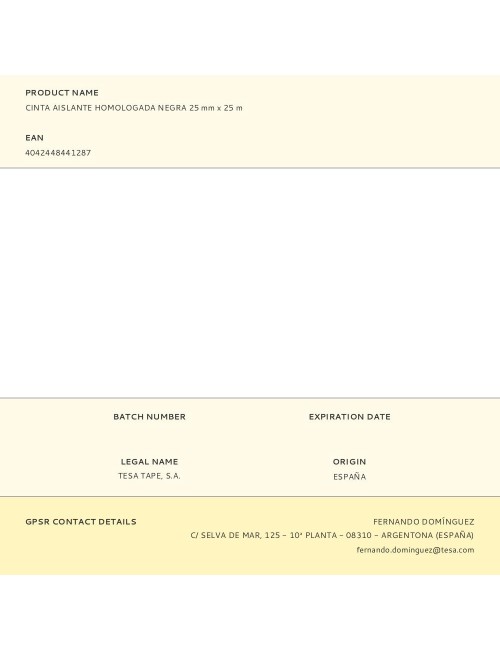 Cinta aislante homologada negra 25 mm x 25 m