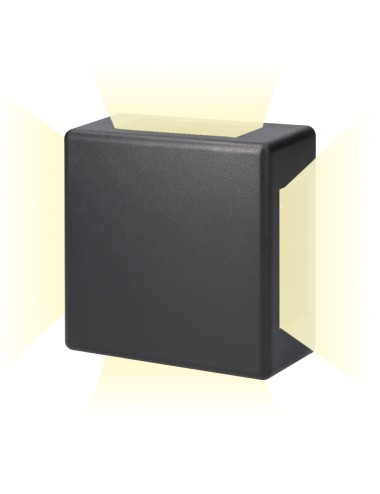Aplique led cuadrado 4 proyecciones 6 w 516 lm 3000 k luz calida ip54 11.5 x 11.5 x 5 cm