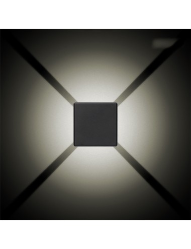 Aplique led cuadrado 4 proyecciones 6 w 516 lm 3000 k luz calida ip54 11.5 x 11.5 x 5 cm