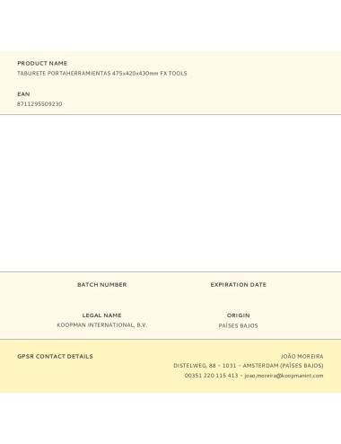 Taburete portaherramientas 475 x 420 x 430 mm