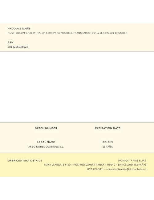 Rust-oleum chalky finish cera para muebles transparente 125 ml