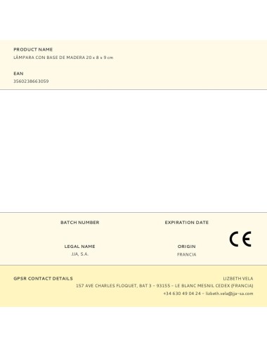 Lámpara con base de madera 20 x 8 x 9 cm