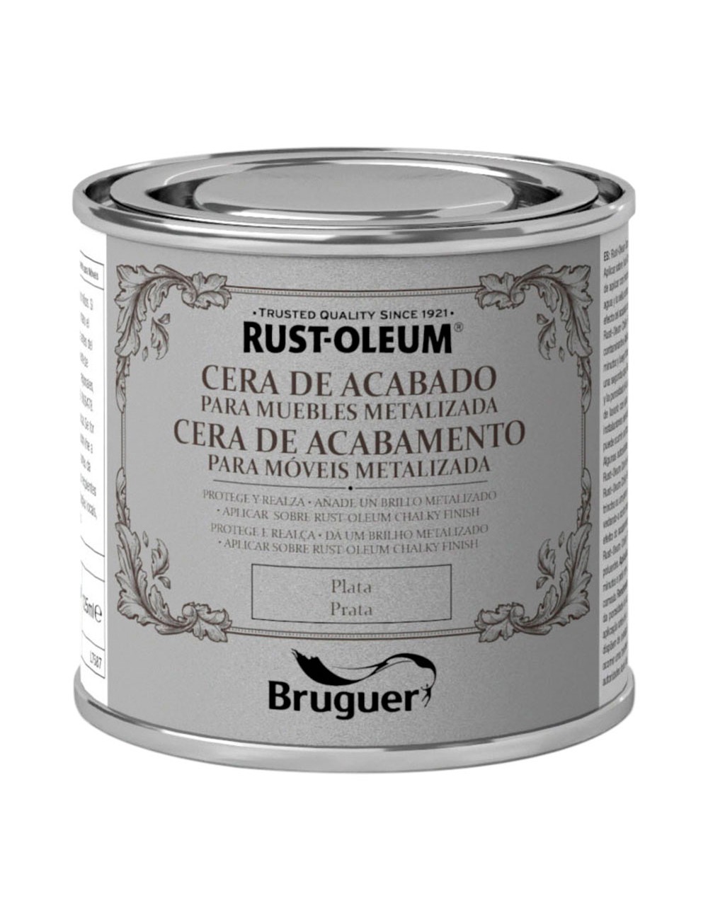 Rust-oleum chalky finish cera para muebles plata 125 ml