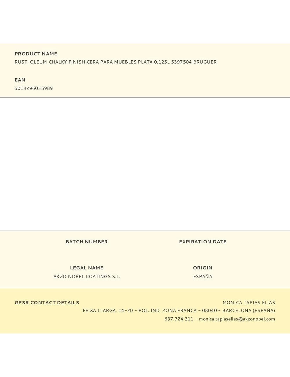 Rust-oleum chalky finish cera para muebles plata 125 ml