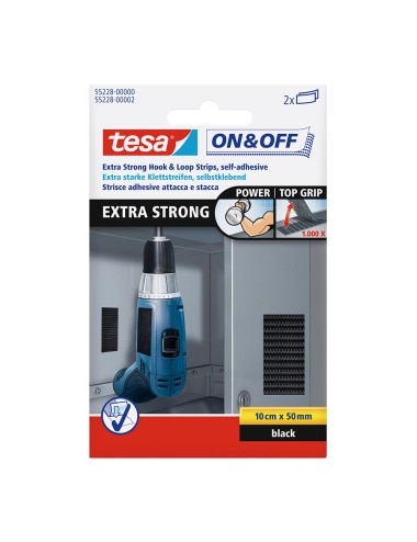 Tiras de cierre extrafuerte negro 50 mm x 10 cm, 2 pares