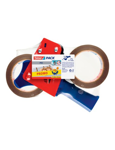 Dispensador cinta de embalaje + 2 rollos 50 mm x 66 m