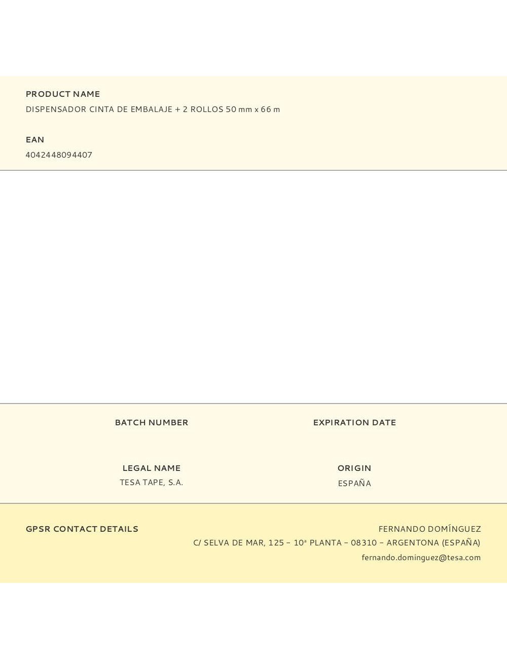 Dispensador cinta de embalaje + 2 rollos 50 mm x 66 m