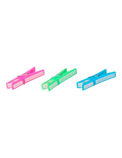 12 pinzas de plástico de colores variados 8 cm