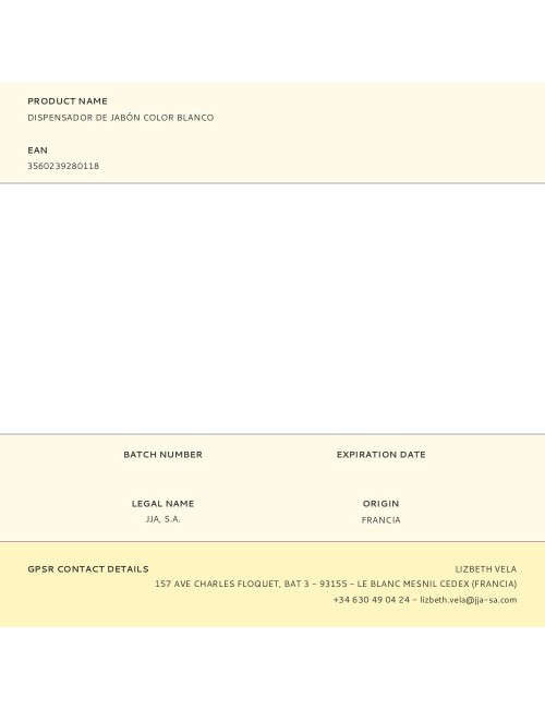 Dispensador de jabón color blanco