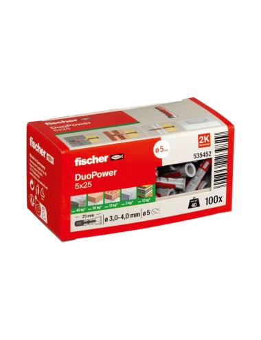 Taco duopower ø5 x 25 mm, caja 100 uds