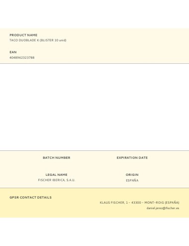 Taco duoblade k (blister 10 unid)