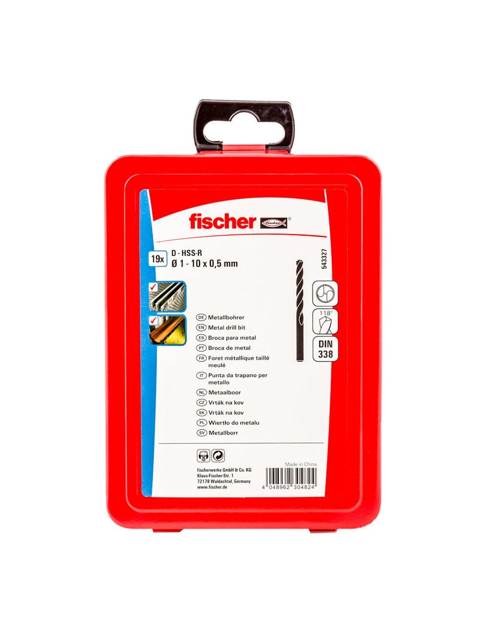 Broca para metal hss-r din 338, juego 19 piezas, ø1,00 - ø10,00 mm