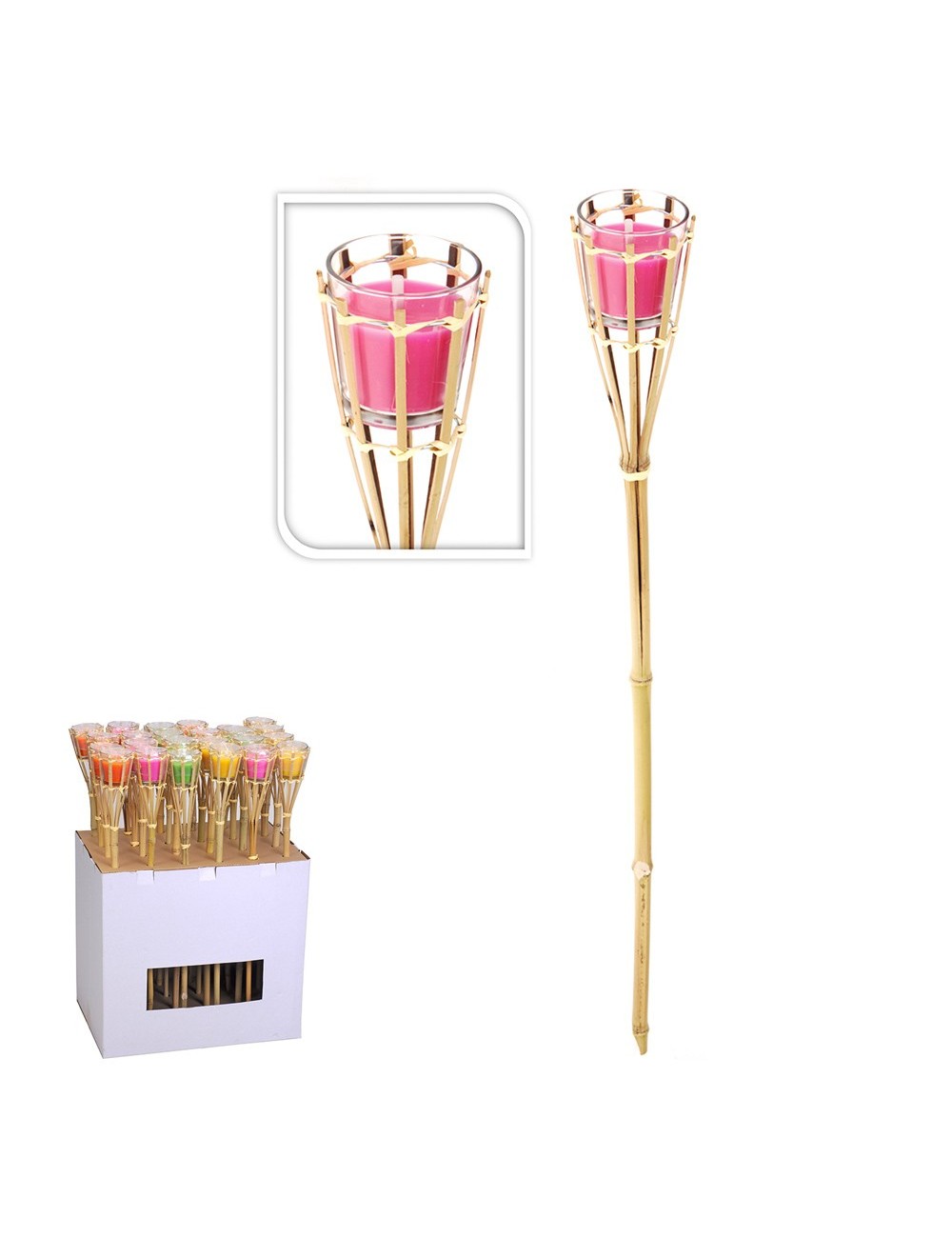 Antorcha de jardin con vela citronela antimosquitos ø7,5x76cm euro/u colores / modelos surtidos Antorcha de jardin con vela citronela antimosquitos ø7,5x76cm euro/u colores / modelos surtidos