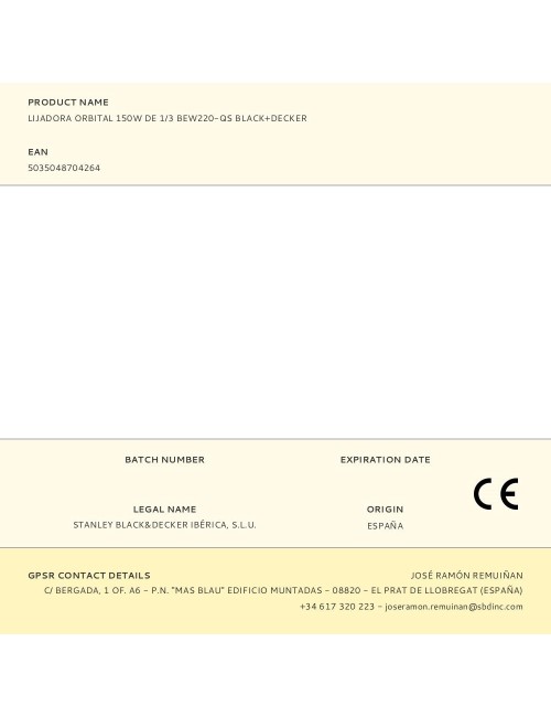 Lijadora orbital 150w de 1/3 bew220-qs black+decker