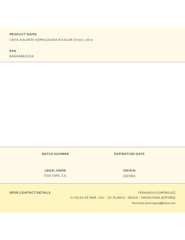 Cinta aislante homologada bicolor 19 mm x 20 m