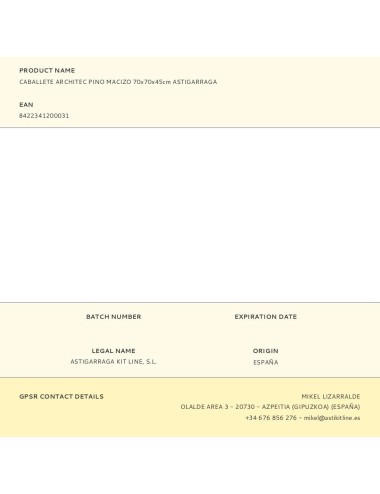 Caballete architec pino macizo 70x70x45cm astigarraga