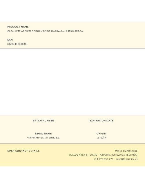 Caballete architec pino macizo 70x70x45cm astigarraga