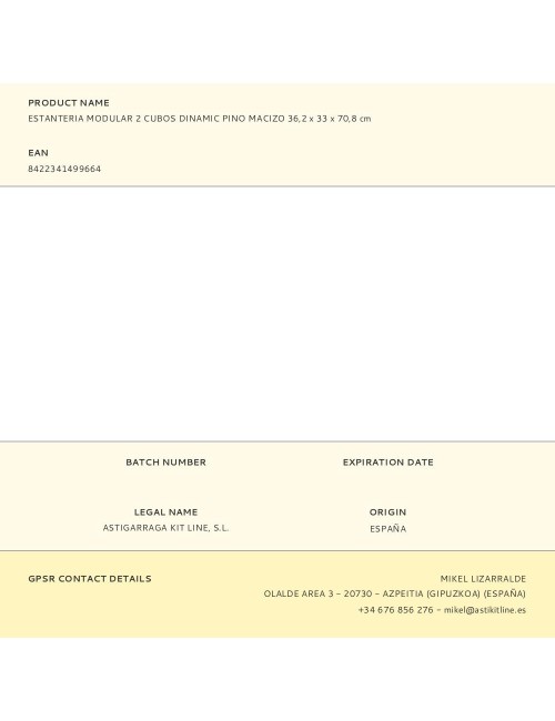 Estanteria modular 2 cubos dinamic pino macizo 36,2 x 33 x 70,8 cm