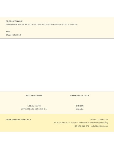 Estanteria modular 6 cubos dinamic pino macizo 70,8 x 33 x 105,4 cm