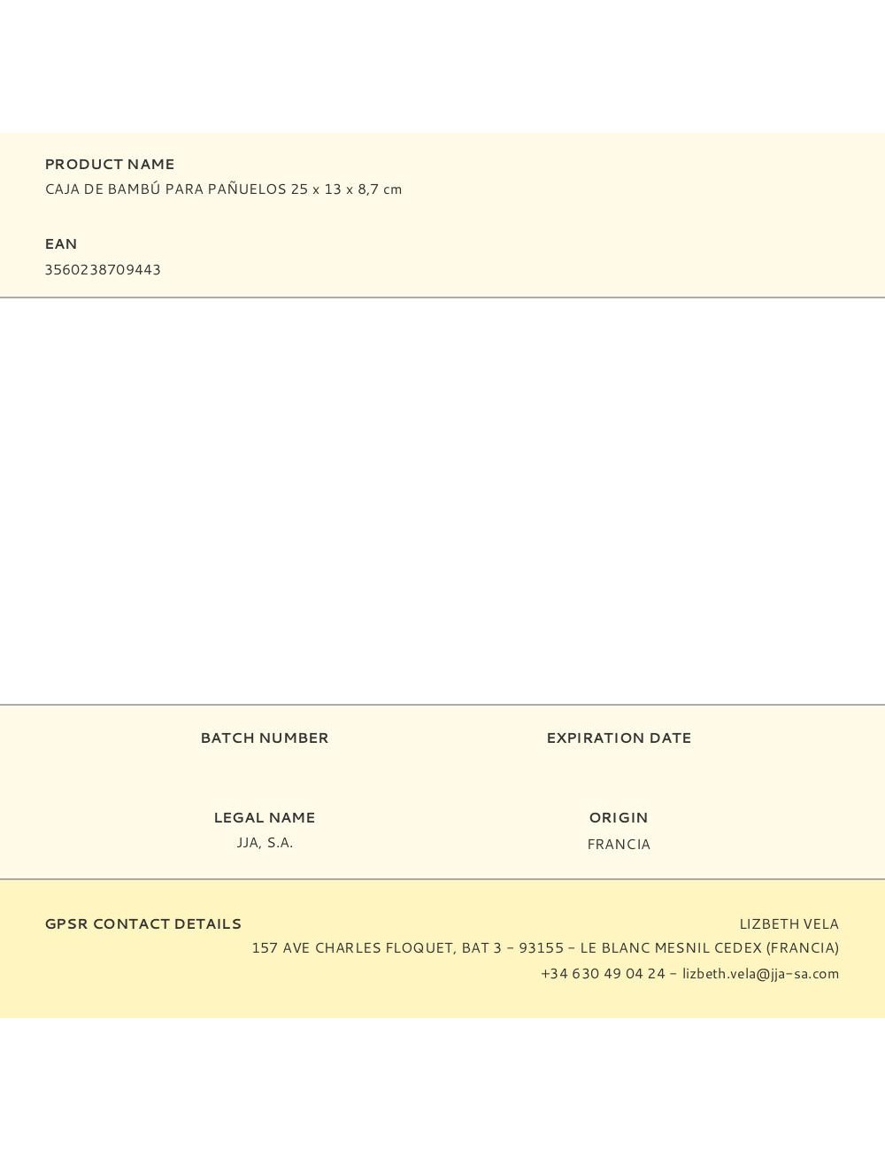 Caja de bambú para pañuelos 25 x 13 x 8,7 cm