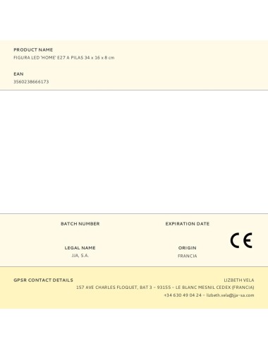 Figura led 'home' e27 a pilas 34 x 16 x 8 cm