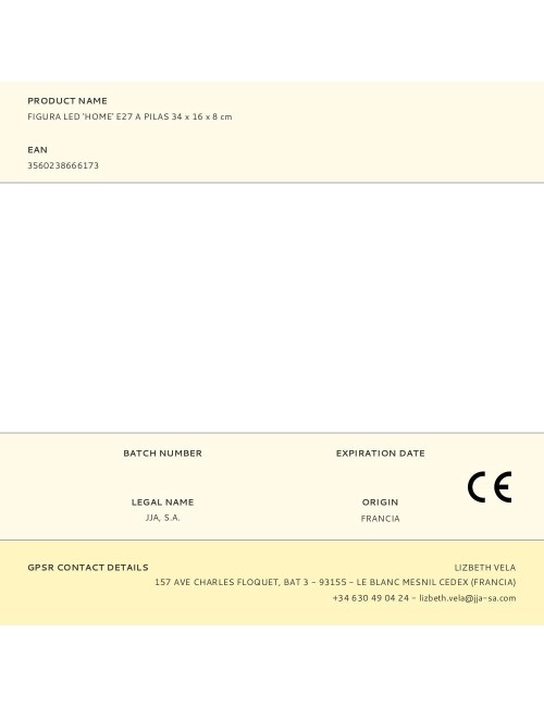 Figura led 'home' e27 a pilas 34 x 16 x 8 cm