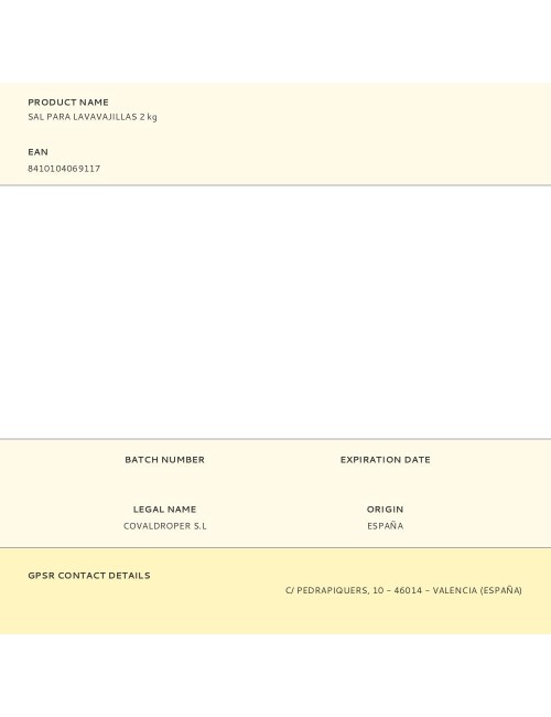 Sal para lavavajillas 2 kg