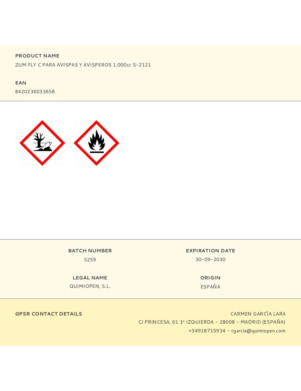 Zum fly c para avispas y avisperos 1.000cc s-2121